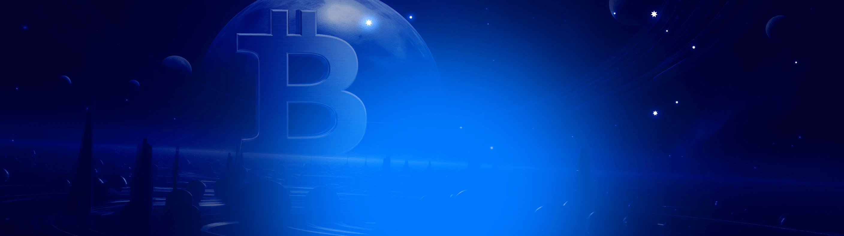 Planeta com o símbolo bitcoin no espaço azul, Twin Casino